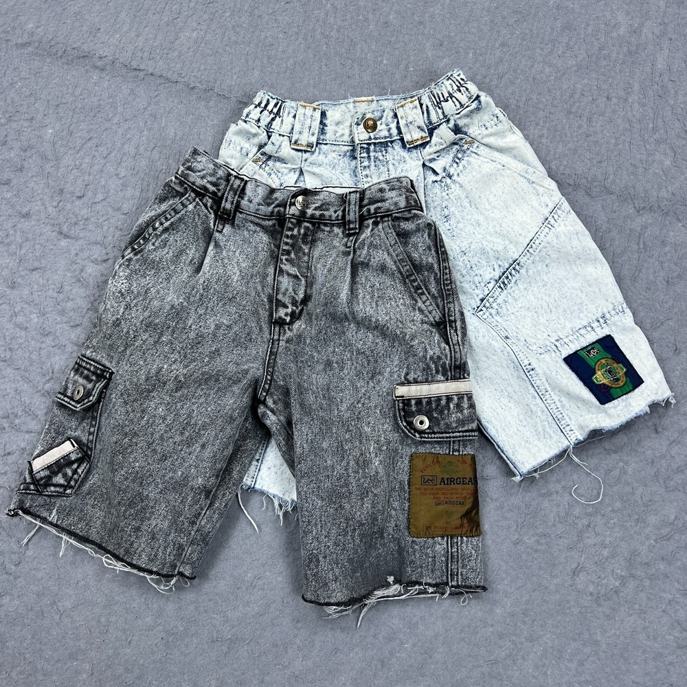 Lot of 2 Lee Airgear Cargo Shorts Toddler Kids 6 Retro Y2K Patches Vintage Denim
